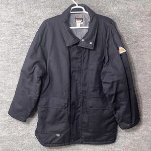 Bulwark FR Work Jacket Navy Blue Quilted Lined Flame Resistant Men's XXL